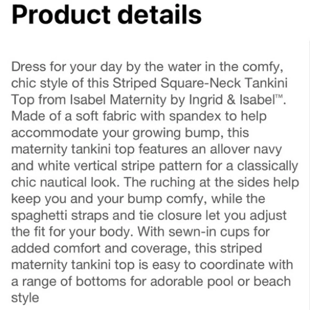 Ingrid & Isabel Maternity Tankini Womens Size L Striped Built-In Bra Stretch - Picture 11 of 11